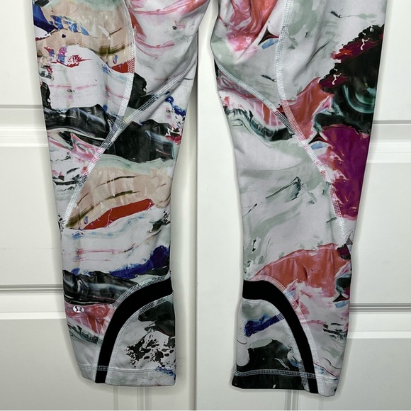 Lululemon Leggings 4 Run Inspire Crop II Pigment Wave Multi Black Pink Womens - Picture 10 of 16